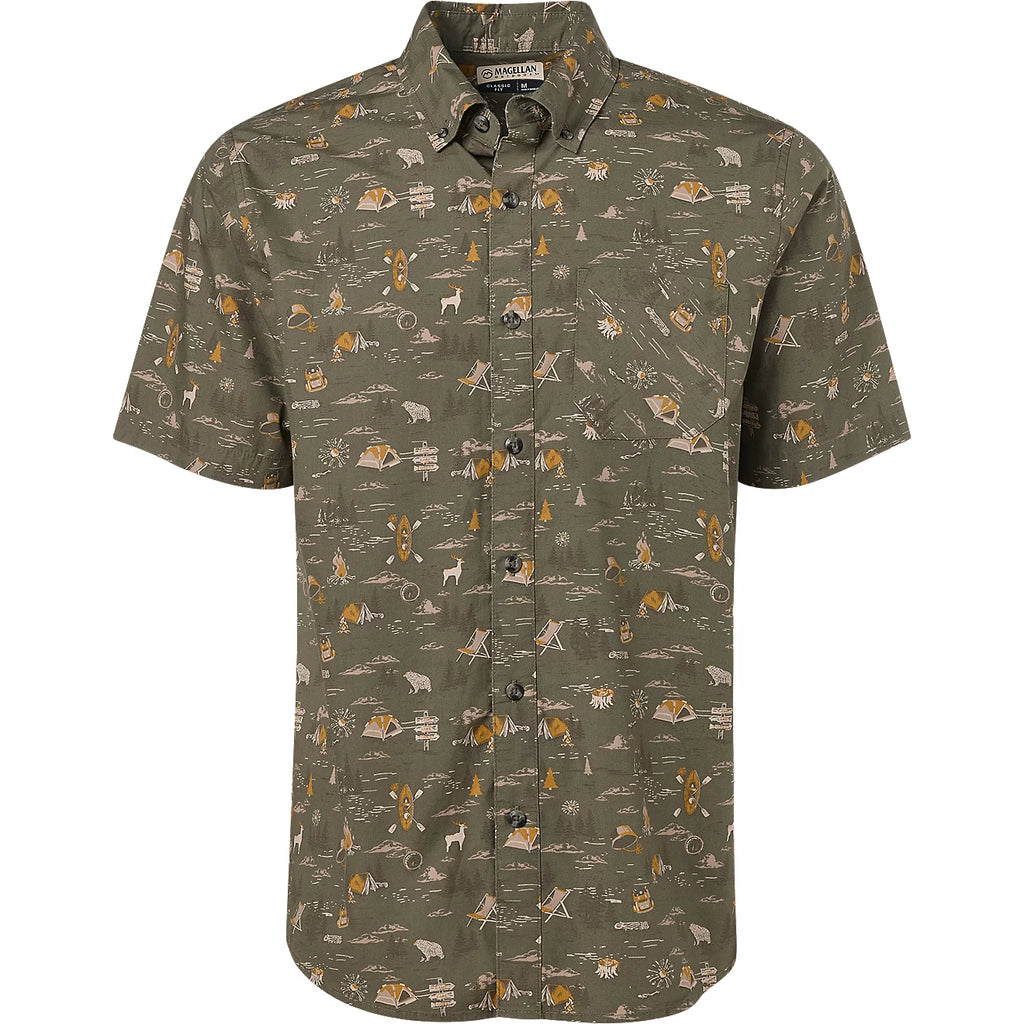 Magellan Outdoors Men's Green Summerville Print Short Sleeve Shirt
