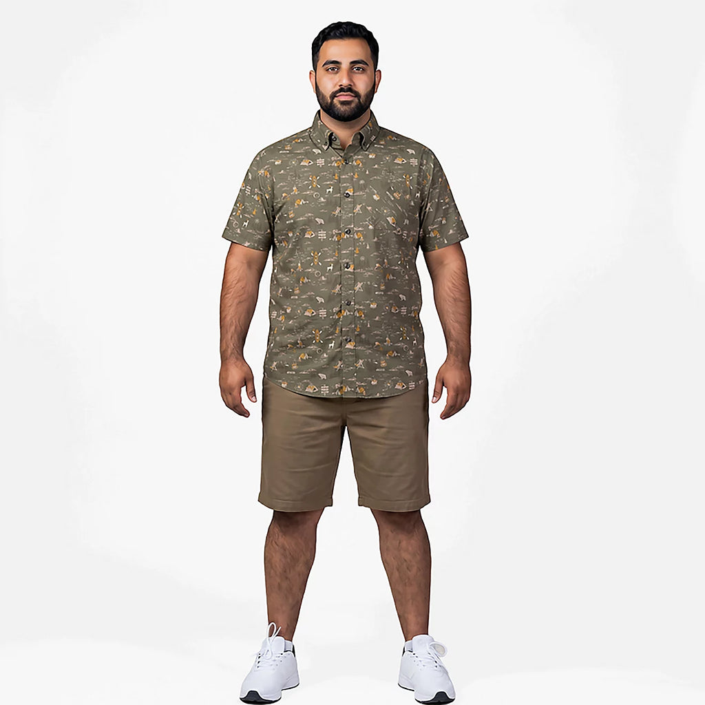 Magellan Outdoors Men's Green Summerville Print Short Sleeve Shirt