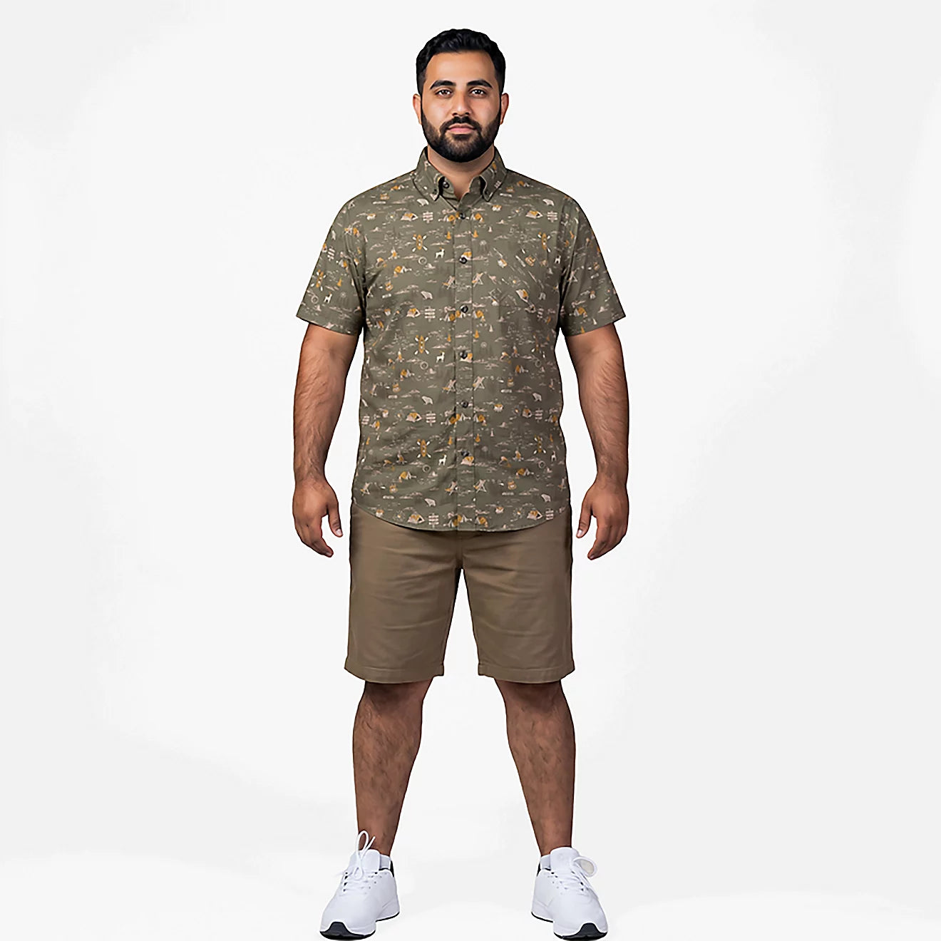 Magellan Outdoors Men's Green Summerville Print Short Sleeve Shirt