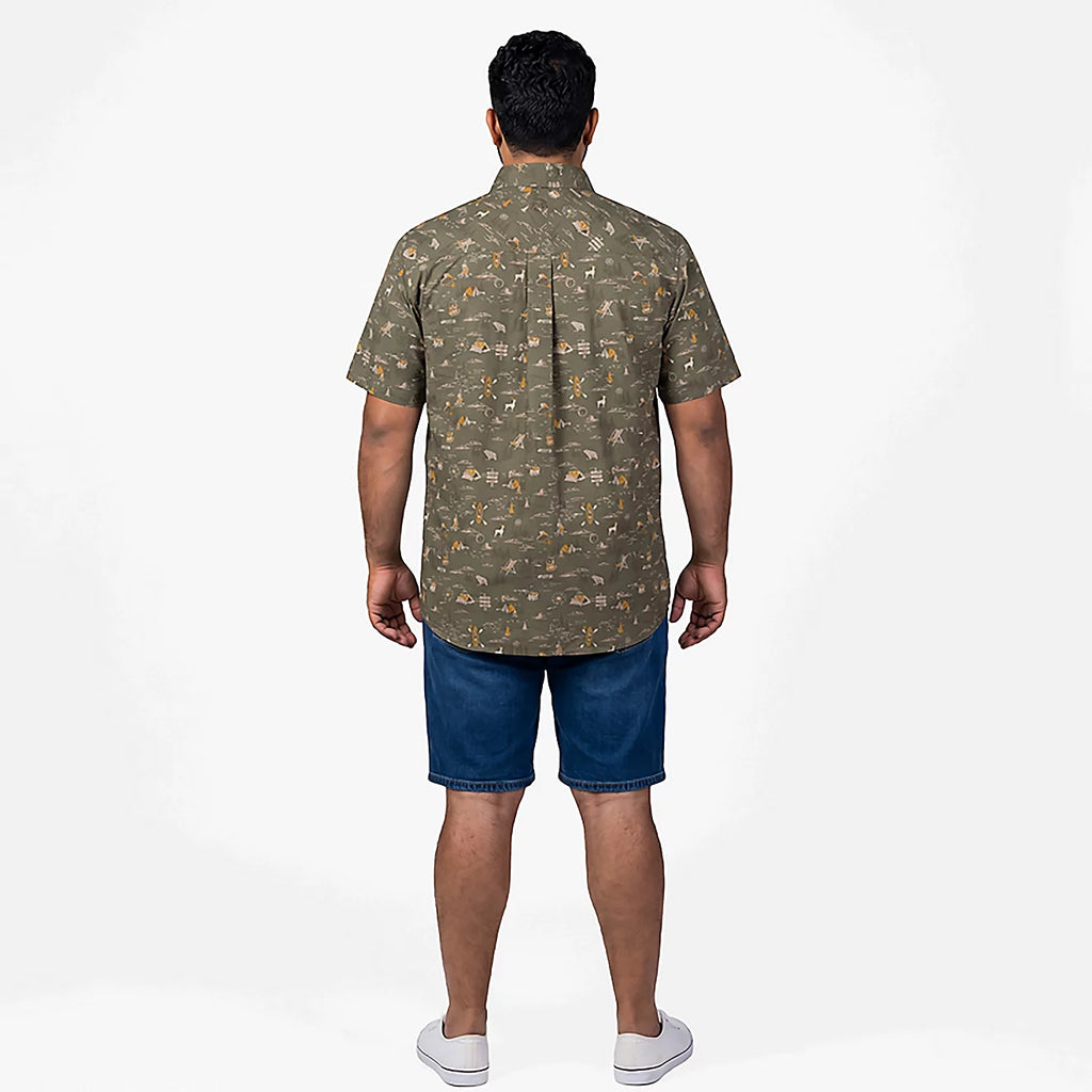Magellan Outdoors Men's Green Summerville Print Short Sleeve Shirt