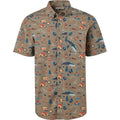 Magellan Outdoors Men's Beige Dark Summerville Print Short Sleeve Shirt