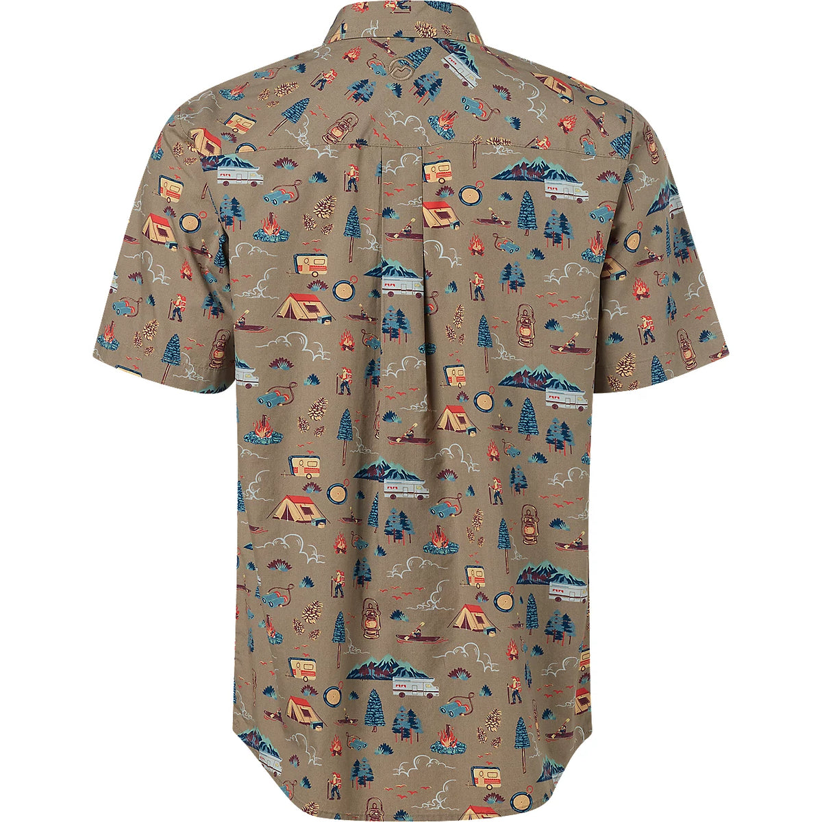 Magellan Outdoors Men's Beige Dark Summerville Print Short Sleeve Shirt